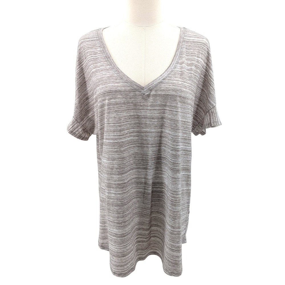 Mododoc Ruffle Sleeve V-Neck Tee XL Neutral Minimalist‎ Soft Casual